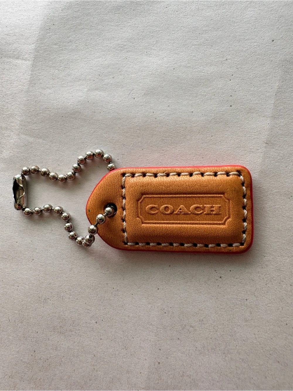 RARE Coach DBL-Sided Virgin Vachetta Red Orange HTF Y2K Hang Tag Charm
